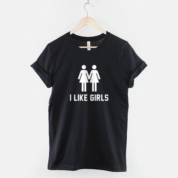 Camiseta "Eu Gosto de Garotas" com Estampa de Orgulho Lésbico, Camiseta com Declaração LGBT, Roupas para Mulheres Queer