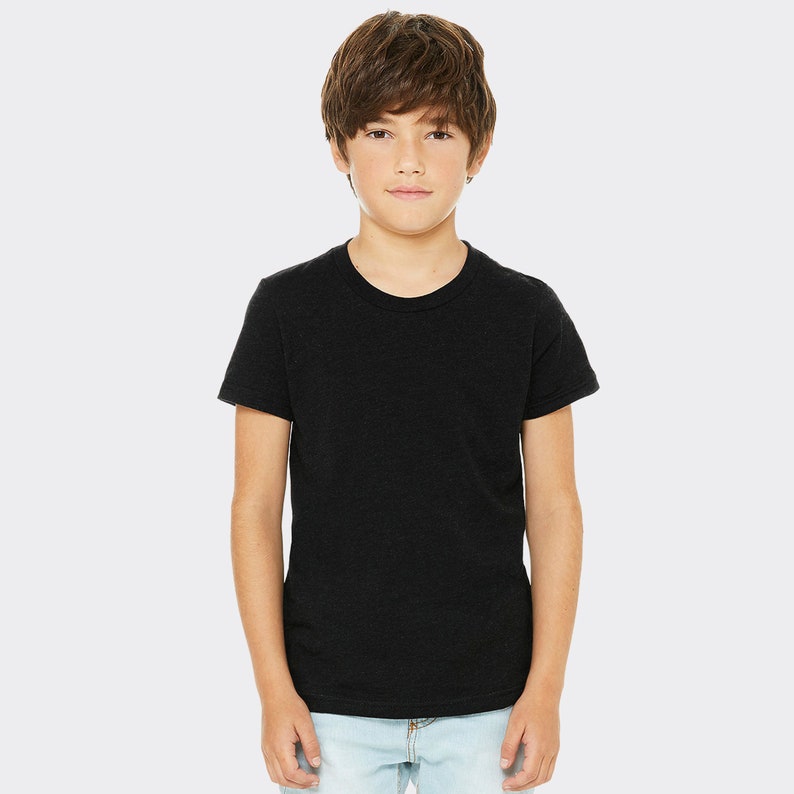 May include: A black short-sleeved t-shirt for kids. The shirt is made of a soft, comfortable fabric and has a crew neck.