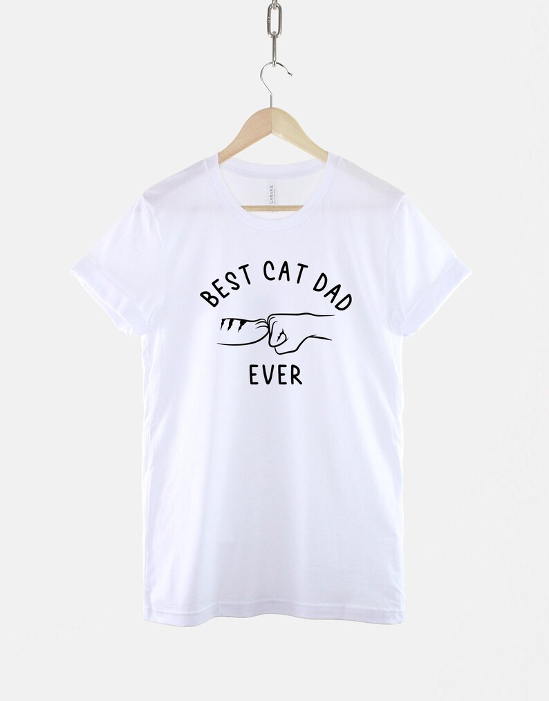 Katzen Papa Fist Bump T-Shirt, Katzen Papa Shirt, lustiges Katzenliebhaber Grafik T-Shirt, Geschenk für Katzen Papa Top Bild 2