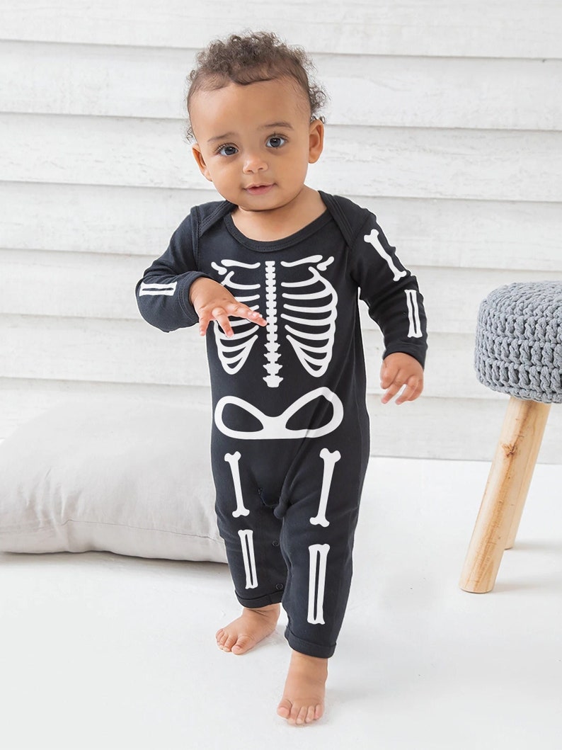 Skeleton Baby Grow Halloween Baby Grow Skeleton Romper Halloween Baby One Piece Baby Halloween Costume Toddler Halloween Costume image 1