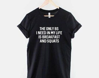 Camiseta de Desayuno y Sentadillas: Camiseta de Gimnasio Divertida - Motivación Fitness, Ropa Casual, Diseño Unisex