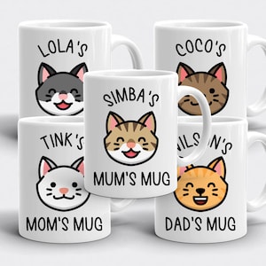 Personalisierte Katzenporträt-Kaffeetasse - personalisierte Haustier-Porträt-Kaffeetasse - Katzen-Mama-Geschenk - individuelle Katzen-Tasse
