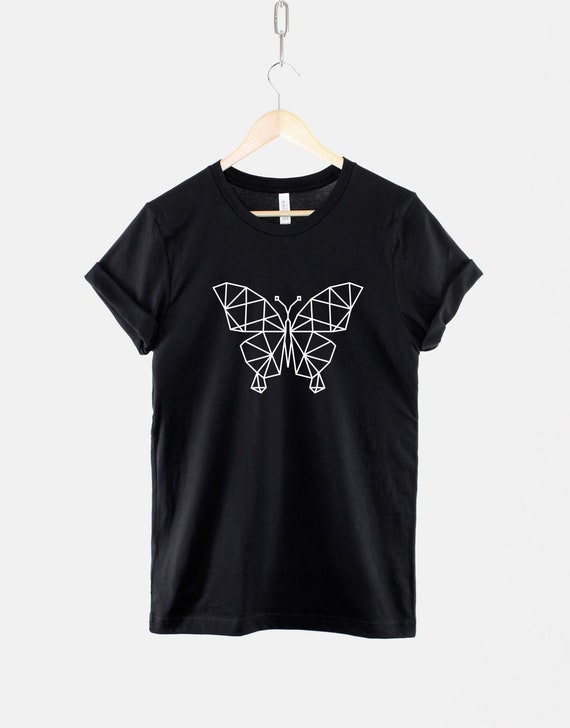 Geometric Butterfly T-Shirt, Butterfly Graphic Shirt, Abstract Animal Graphic Tee, Butterfly Design Top