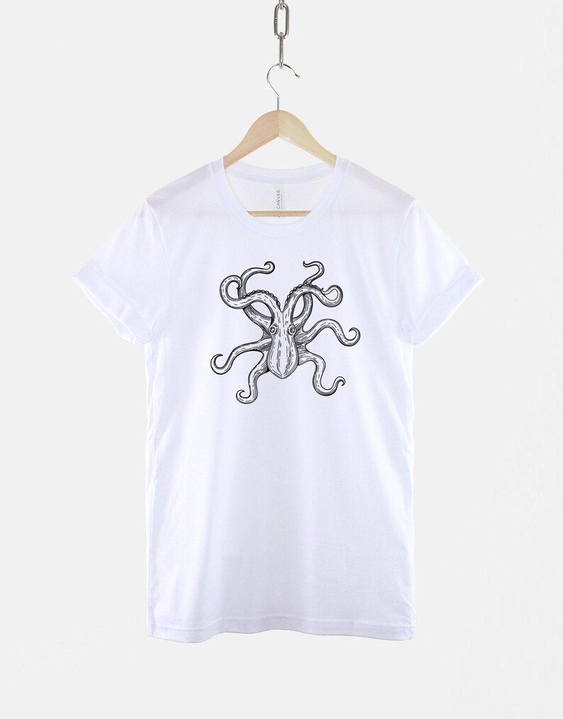 Oktopus Shirt, Nautical Ocean T Shirt, Meeresschutz Grafik T-Shirt, Geschenk für Sea Life Liebhaber Bild 3