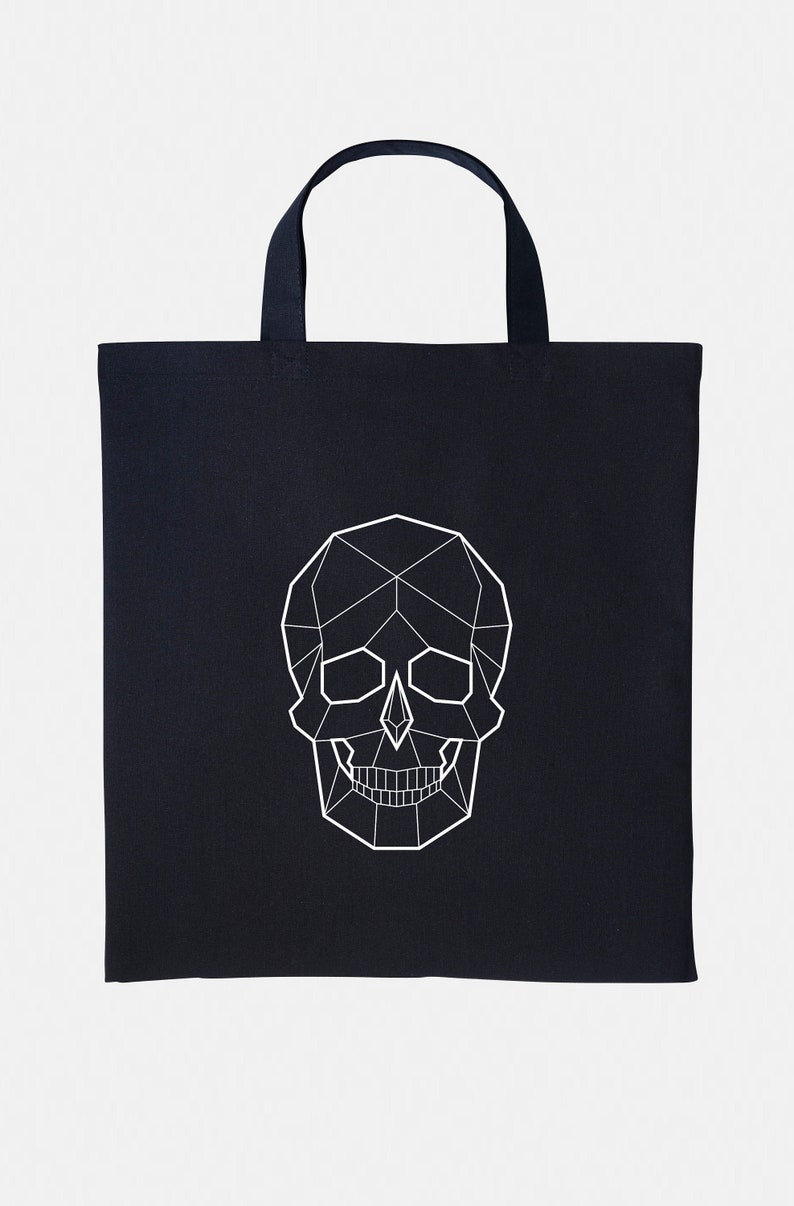 Geometric Skull Tote Bag Reusable Market Grocery Shopping Bag