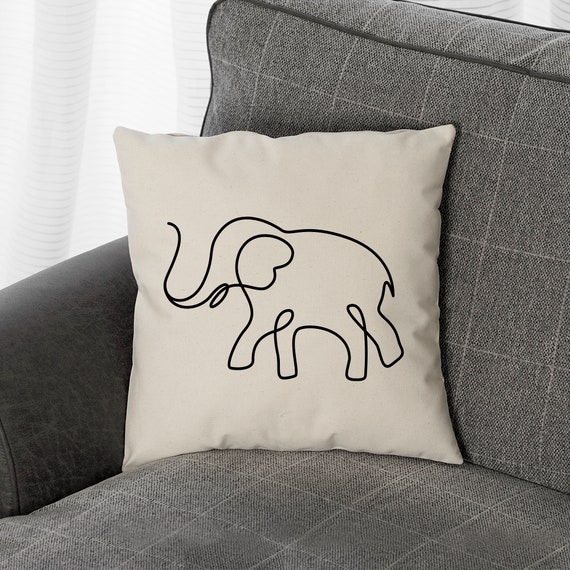 象柄クッションカバー：ミニマルな線画、コットンキャンバス - Etsy 日本