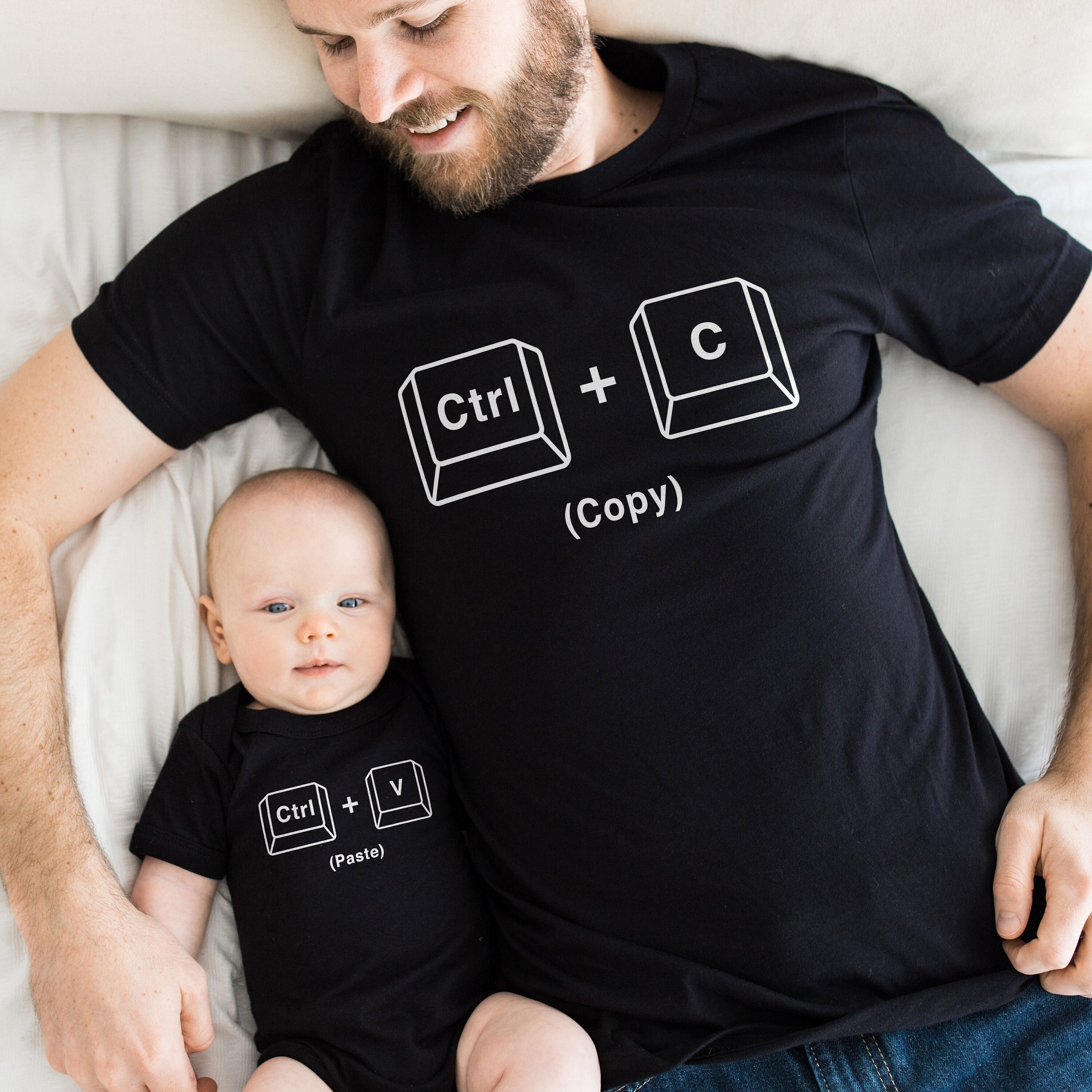 Coppia T-Shirt Padre E Figlio/a - Idea Regalo Papà - Bianca - Maglietta Uomo Taglia L E Bambino 9/11 Anni - 100% Cotone