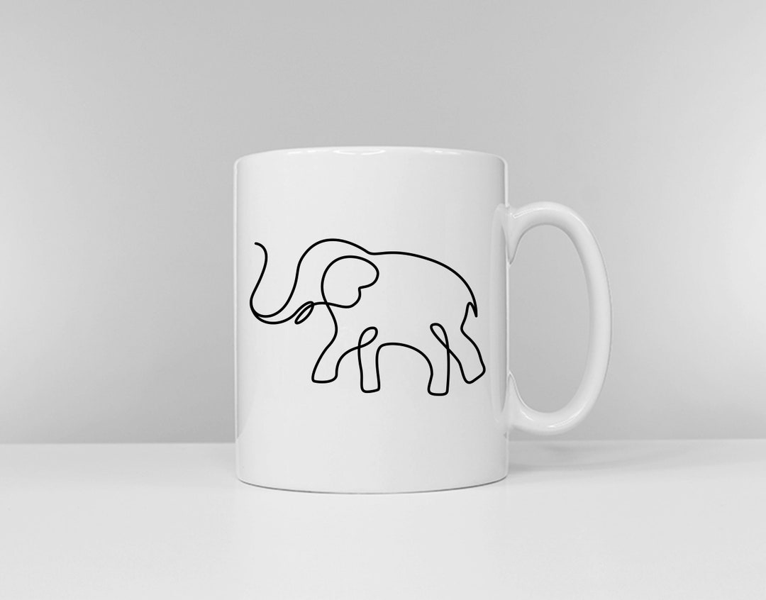 Elephant Mug Minimal Elephant Print Coffee Mug Elephant Etsy
