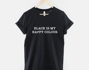 Goth T-Shirt Happy Colour Graphic, Black Design (Unisex XS-2XL, Ring-Spun Cotton, Durable Print)
