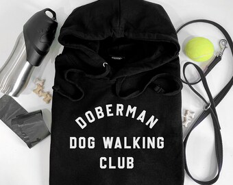 Doberman Hoodie, Dog Walking Hoodie, Personalized Dog Hoodie, Doberman Owner Hoodie, Dog Lover Gift Hoodie