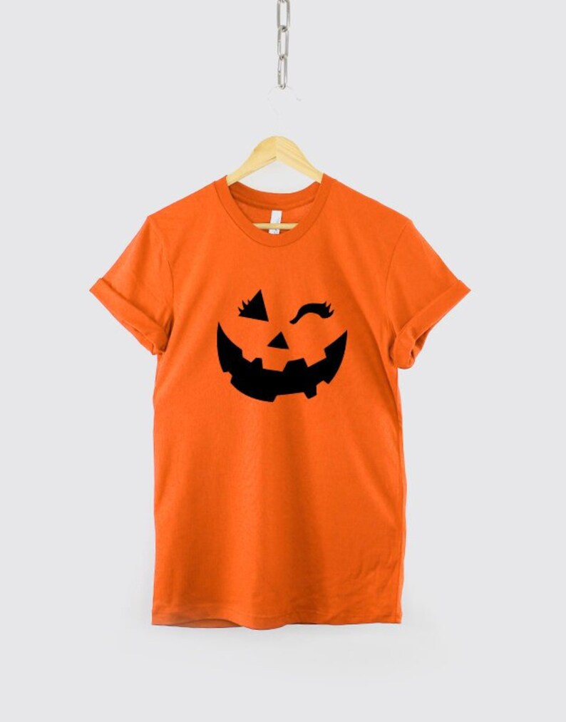 Womens Cute Halloween Winking Pumpkin Face T-shirt / Girls | Etsy