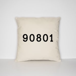 Minimalist Personalized Zip Code Pillow Case - Custom Gift For The Home Housewarming Gift