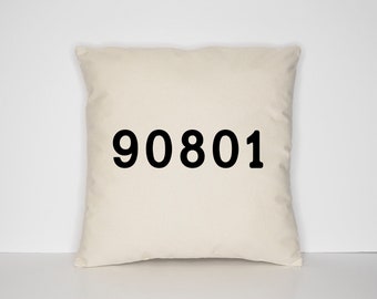 Fodera per cuscino personalizzata con codice postale - Cuscino minimalista in tela di cotone