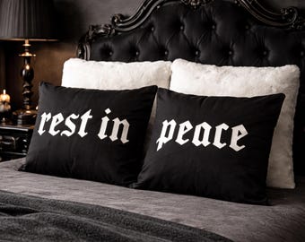 Goth 'Rest In Peace' Cushion Cover Set: Gothic Home Decor