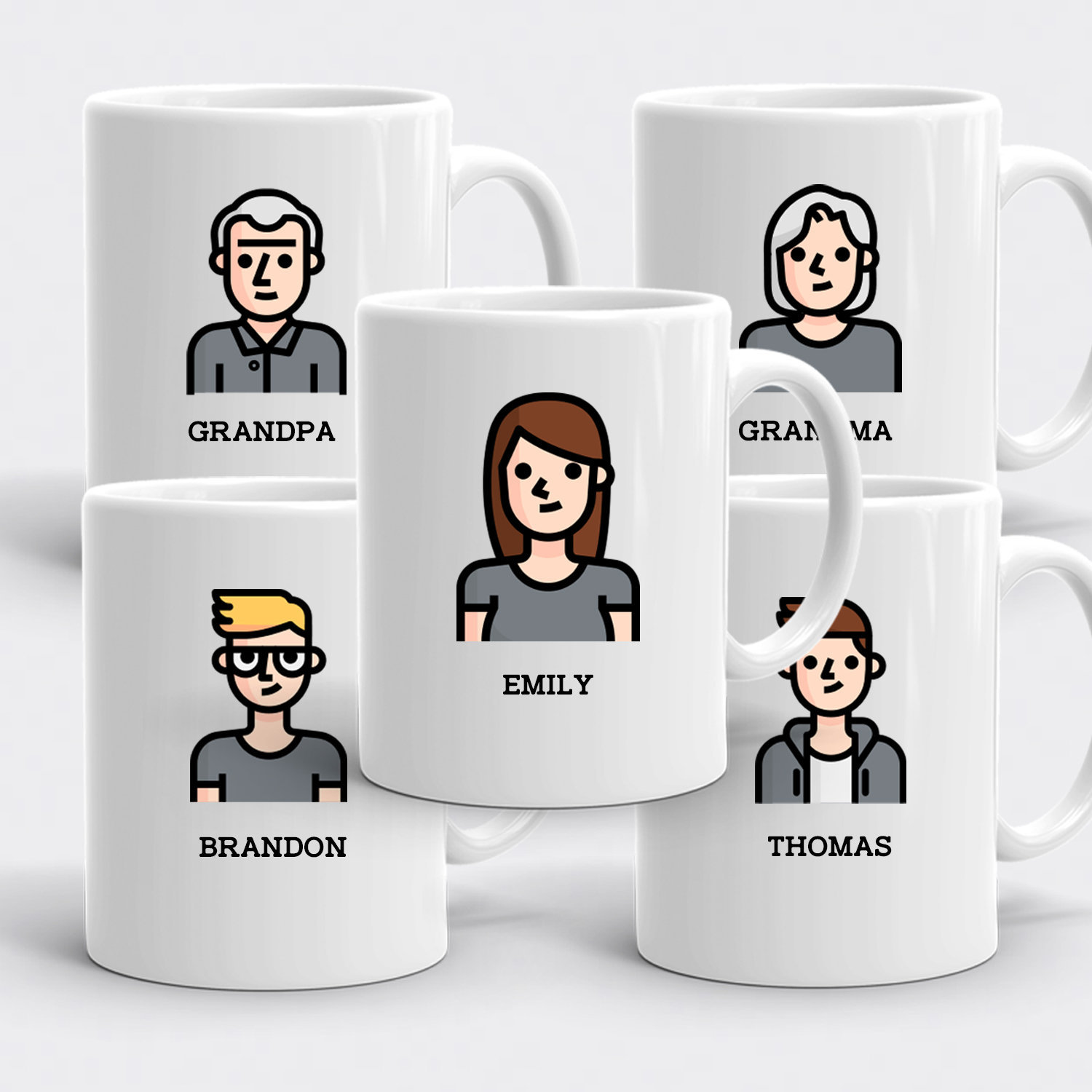 Personalized Character Mug Set / Custom Family Characters Mugs Etsy UK