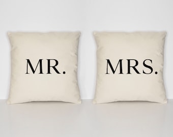 Mr And Mrs Pillow Case Set Wedding Gift - Wedding Anniversary Valentines Gifts Couples Pillow Cases and Cushion Covers