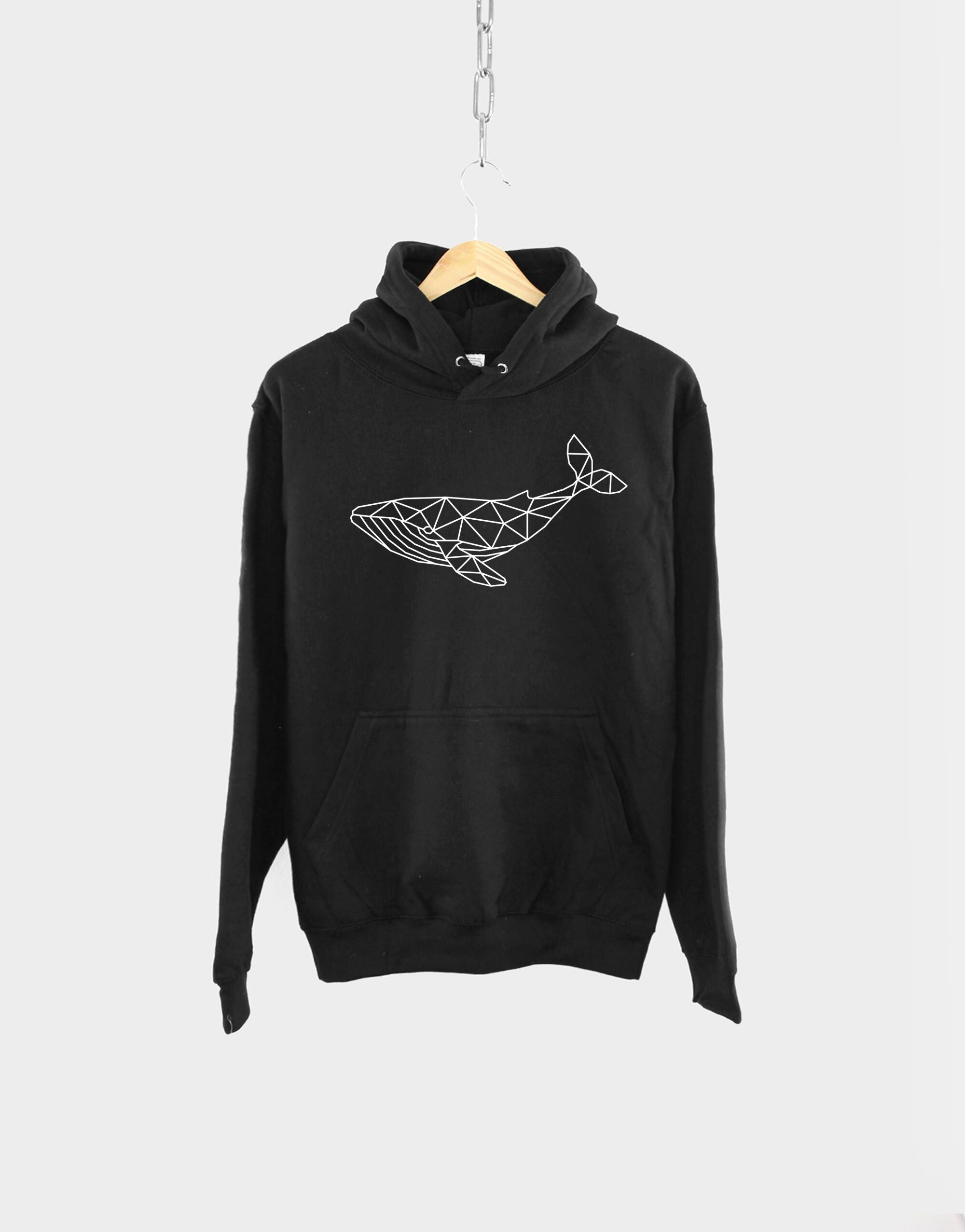 Whale Hoodie Geometric Whale Nautical Hoodie Blue Etsy