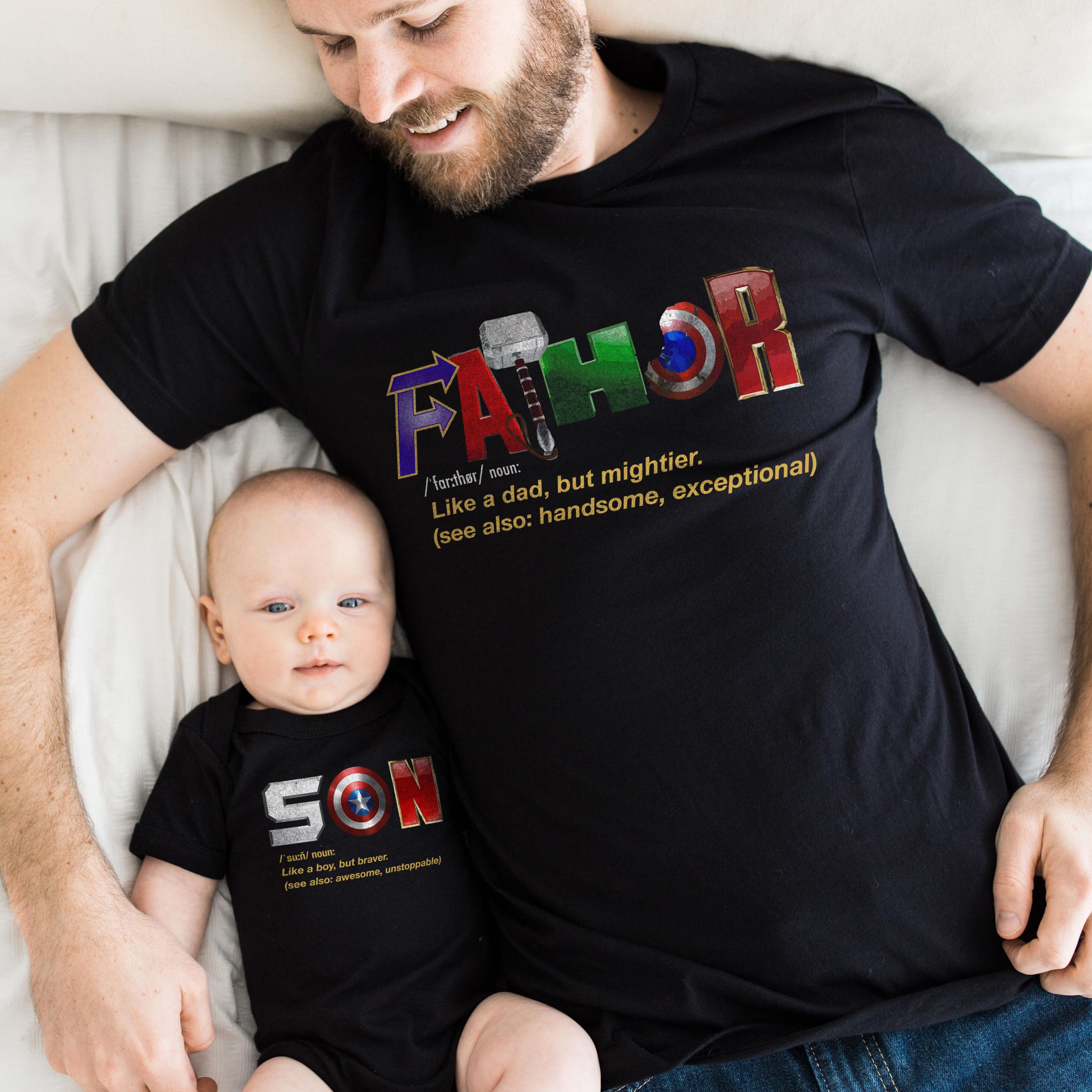 Matching New Dad and Baby Hero Shirts - First Father’s Day Gift - Superhero Dad and Sidekick Outfit - Hero Dad and Baby Set