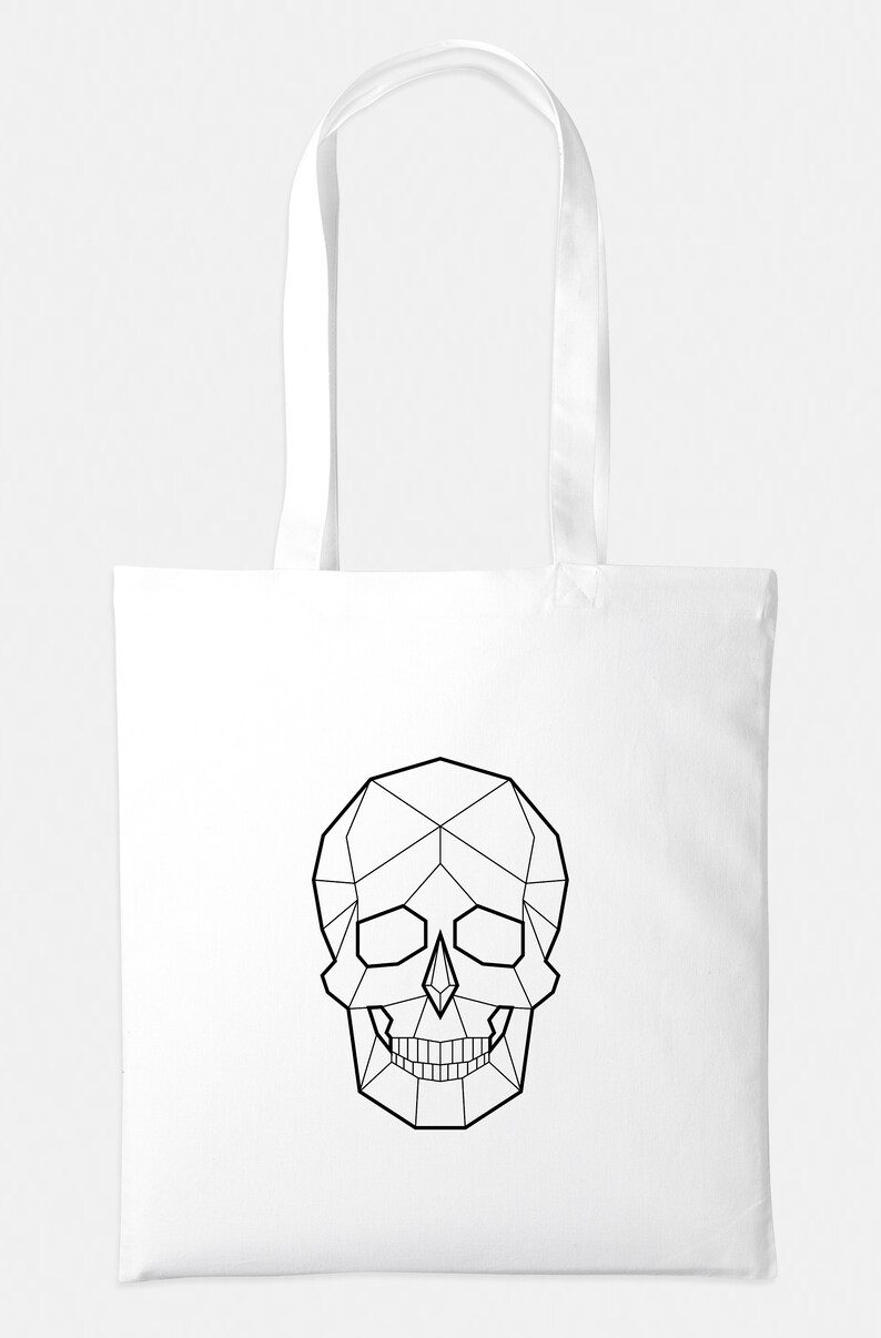 Geometric Skull Tote Bag Reusable Market Grocery Shopping Bag