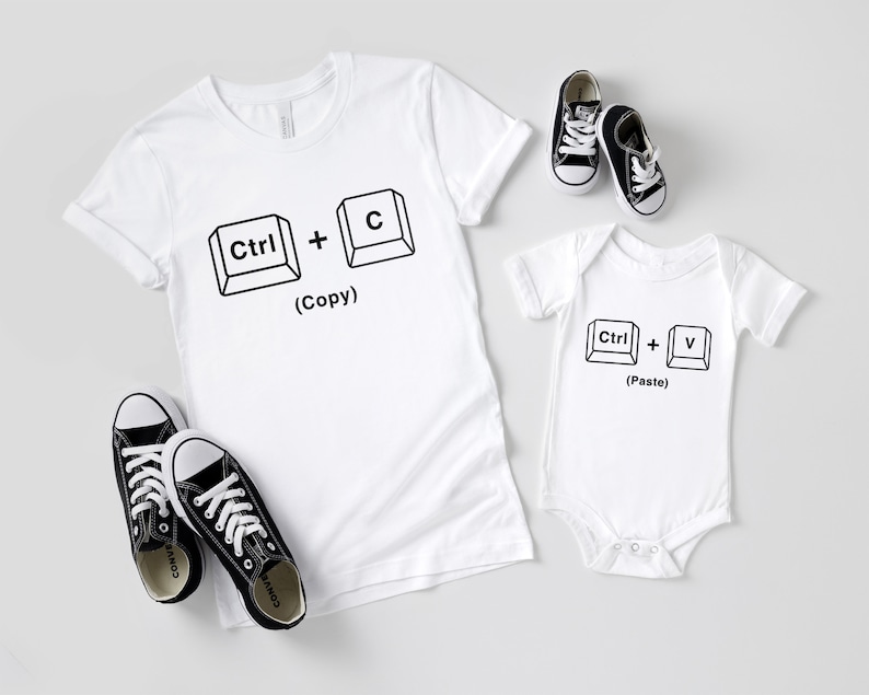 Copy Paste Shirt Set Father and Baby Matching Shirts Copy And Paste Daddy And Daughter Shirts New Baby Gift image 3