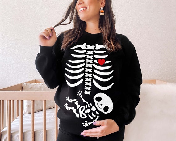 Pensativo Barcelona prisión Sudadera de embarazo de Halloween Camisa de esqueleto de - Etsy México