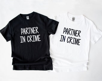 Camisetas a juego de "Compañero en el Crimen", camiseta de algodón de amigos (unisex, tallas XS-6XL)