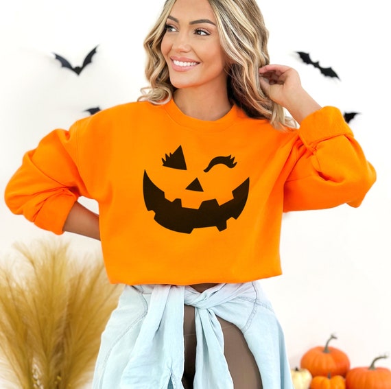 Buy Orange Pumpkin Sweatshirt Halloween Pumpkin Face Sweater