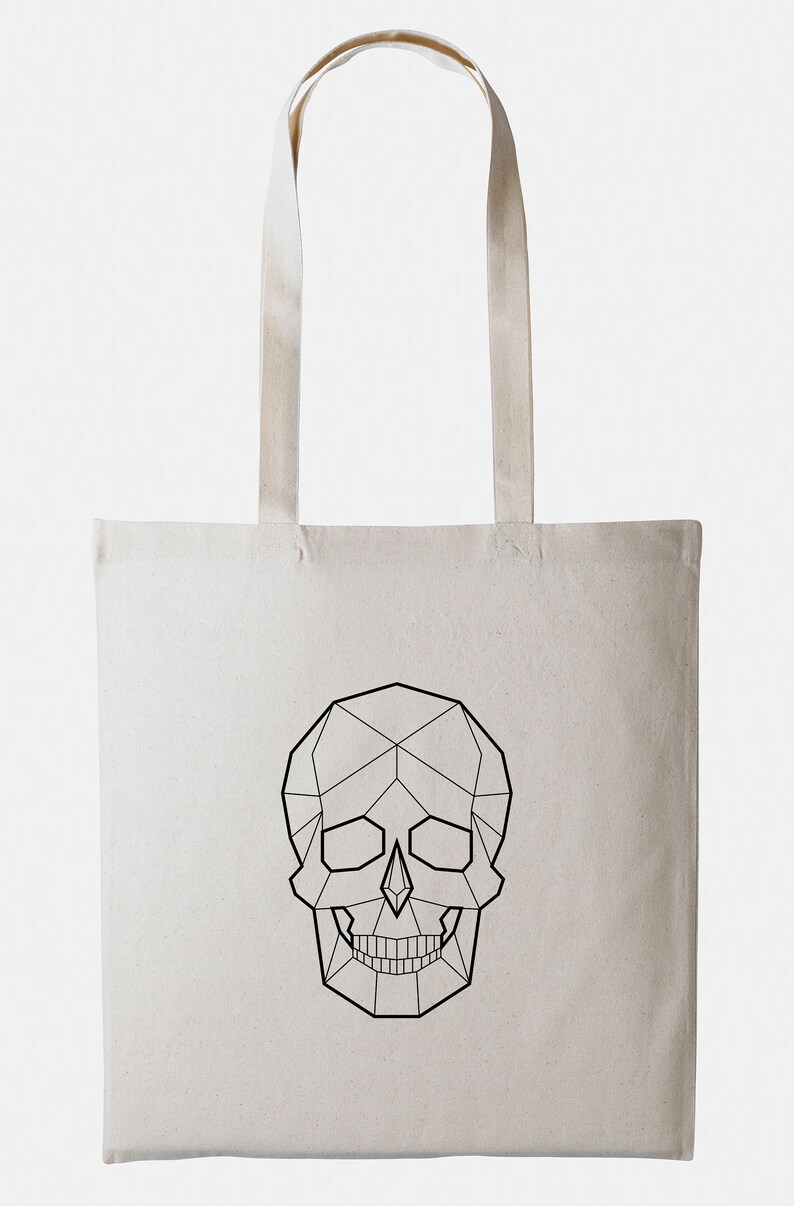 Geometric Skull Tote Bag Reusable Market Grocery Shopping Bag