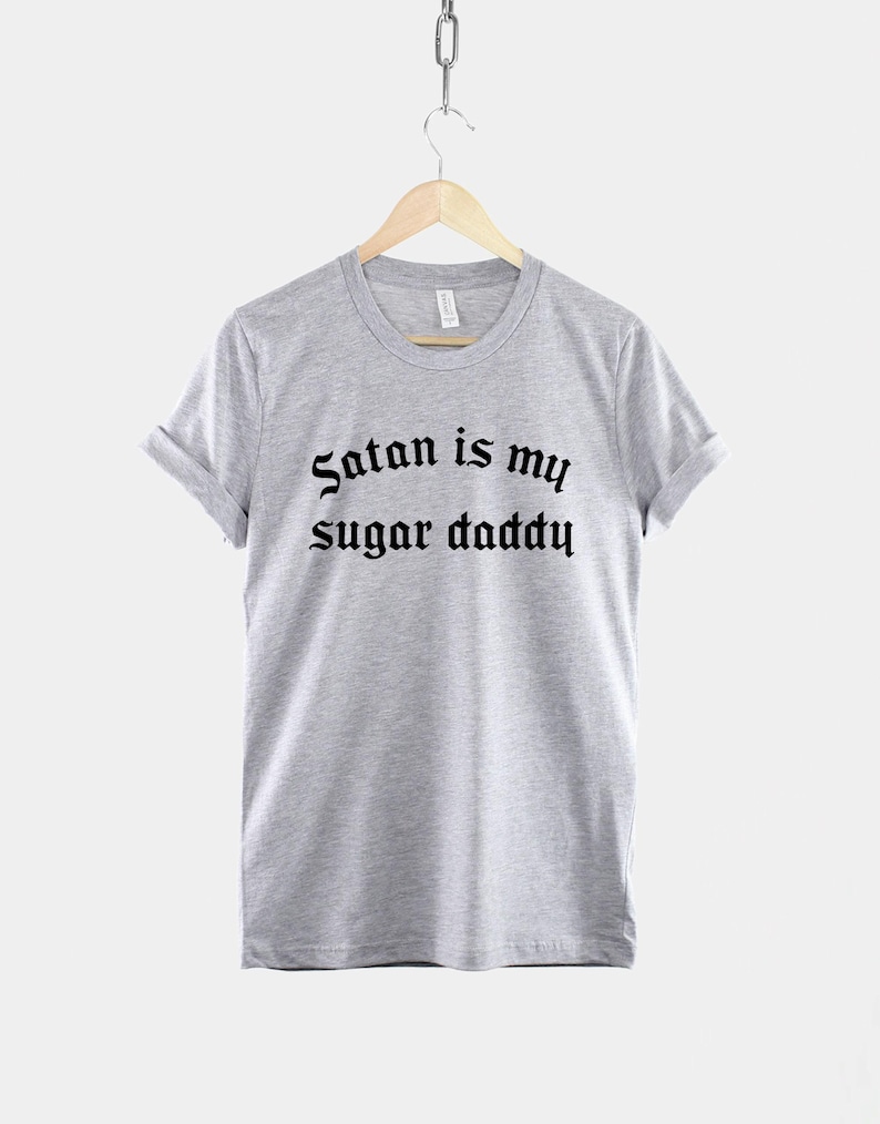 Pastel Goth Shirt, Satan Is My Sugar Daddy Print, Edgy Grunge Tee (100% Cotton) image 2