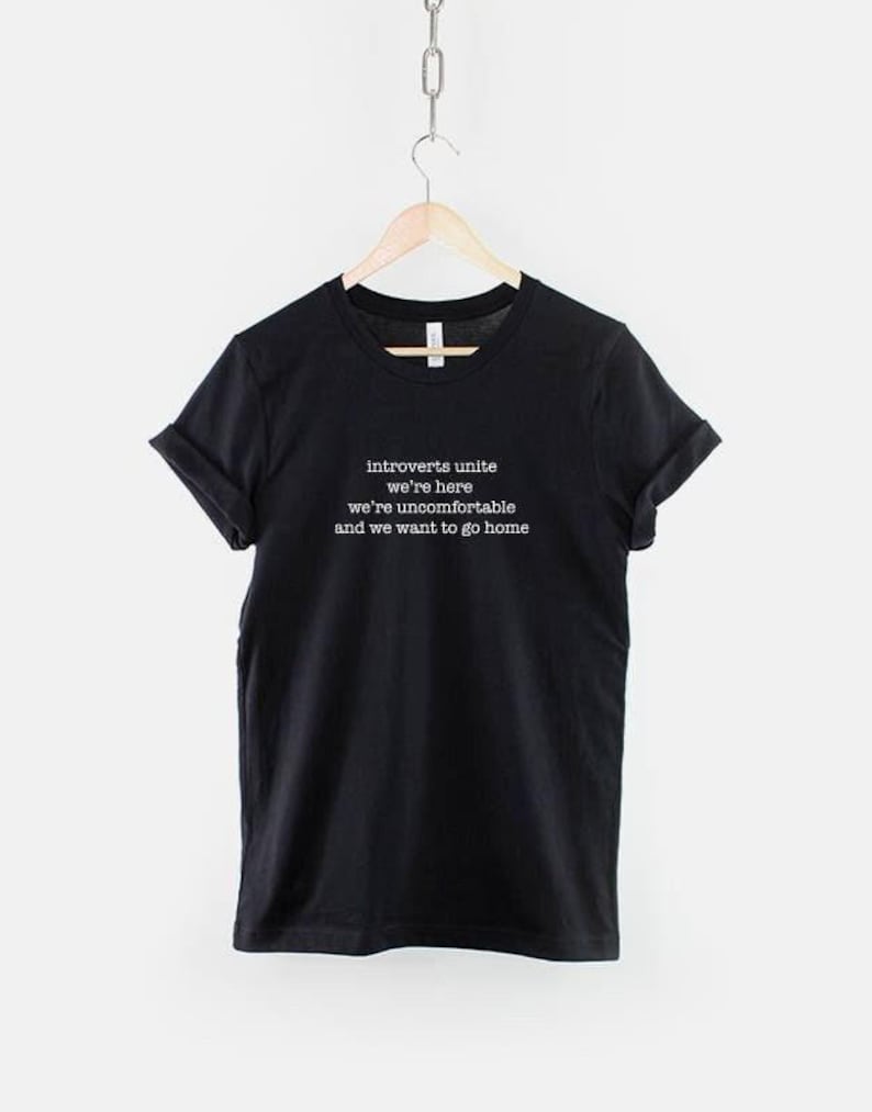 Sociaal ongemakkelijk T-shirt - shirt met introverte humor - geeky casual stijl, ringgesponnen katoen, uniseks XS-6XL afbeelding 1