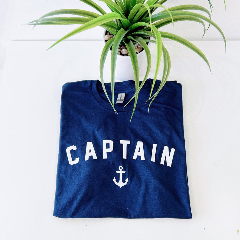Captain T-Shirt Nautical Shirt Navy Blue Captain Shirt Anchor Sailing Boat TShirt image 8