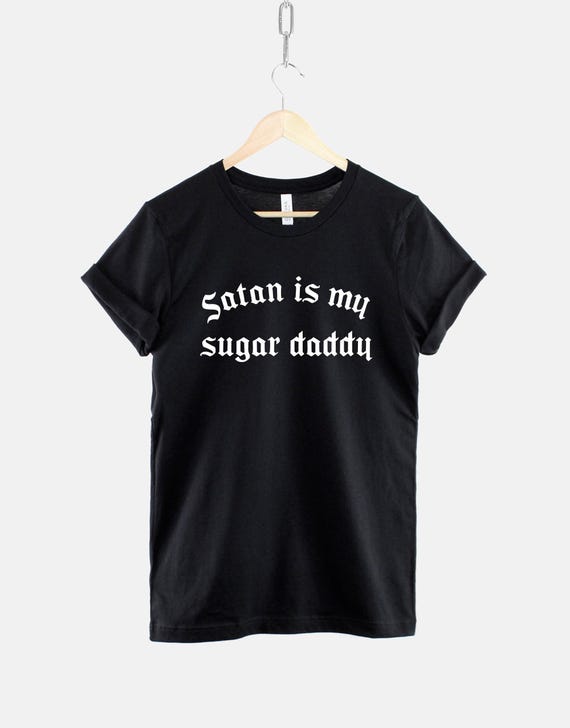 Pastel Goth Shirt, Satan Is My Sugar Daddy Print, Edgy Grunge Tee (100% Cotton)