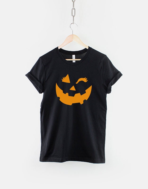 Girls Fun Halloween Winking Pumpkin Face T-Shirt - Childrens Toddler Cute Halloween Trick Or Treat Shirt
