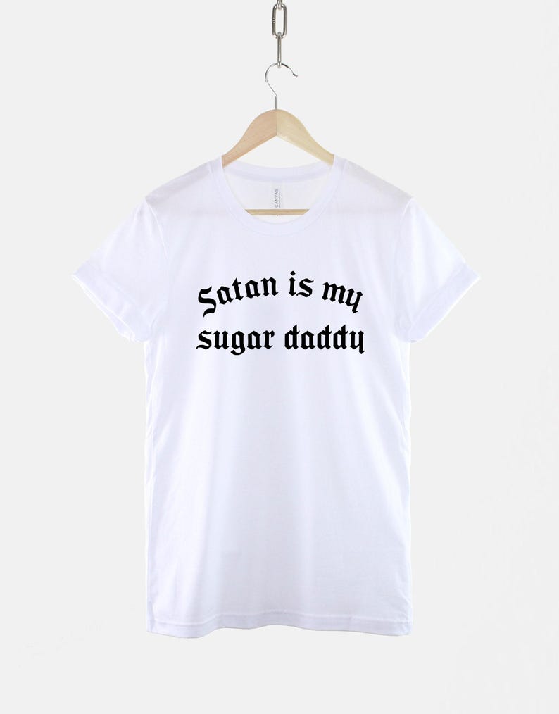 Pastel Goth Shirt, Satan Is My Sugar Daddy Print, Edgy Grunge Tee (100% Cotton) image 3