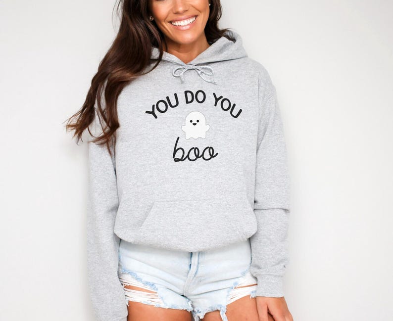 May include: A gray hoodie with the text "You do you boo" and a small ghost graphic.