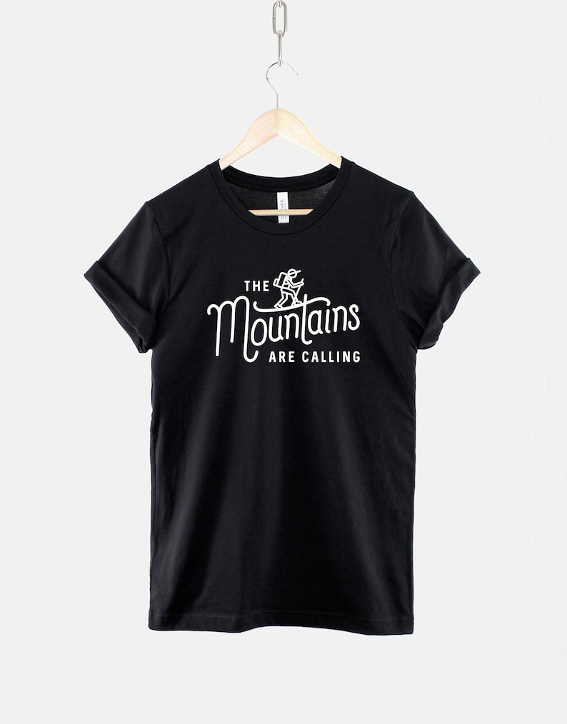 The Mountains Are Calling Hiking T-Shirt: Adventure Graphic Tee, Rock Climbing Style image 1