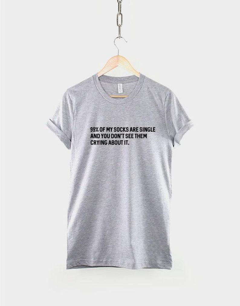 Funny Single Socks T-Shirt: Witty Humor, Soft Ring Spun Cotton, Unisex Casual Wear image 2