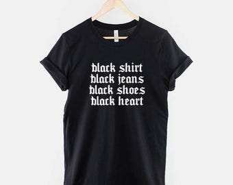 Camiseta gótica de corazón oscuro, camiseta negra con gráficos alternativos, regalo de estética emo