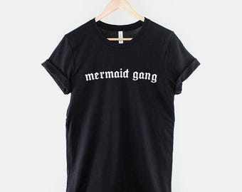 Mermaid Gang Shirt, Soft Ring Spun Cotton Tee, Beach Summer Outfit
