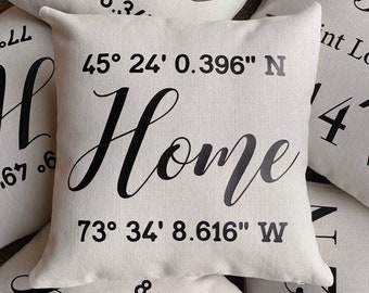 Personalized Coordinates Home Latitude Longitude Decorative Pillow Case - Custom Coordinates Housewarming Gift