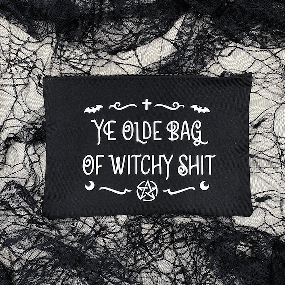 Witchy Makeup Bag - Gothic Cosmetic Pouch - Waterproof Toiletry Organizer - Black Goth Aesthetic Bag - Spooky Beauty Gift