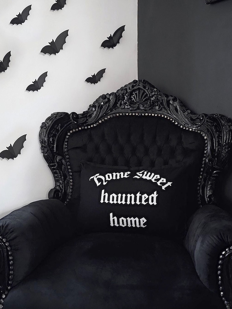 Home Sweet Haunted Home Pillow - Black Gothic Home Decor 