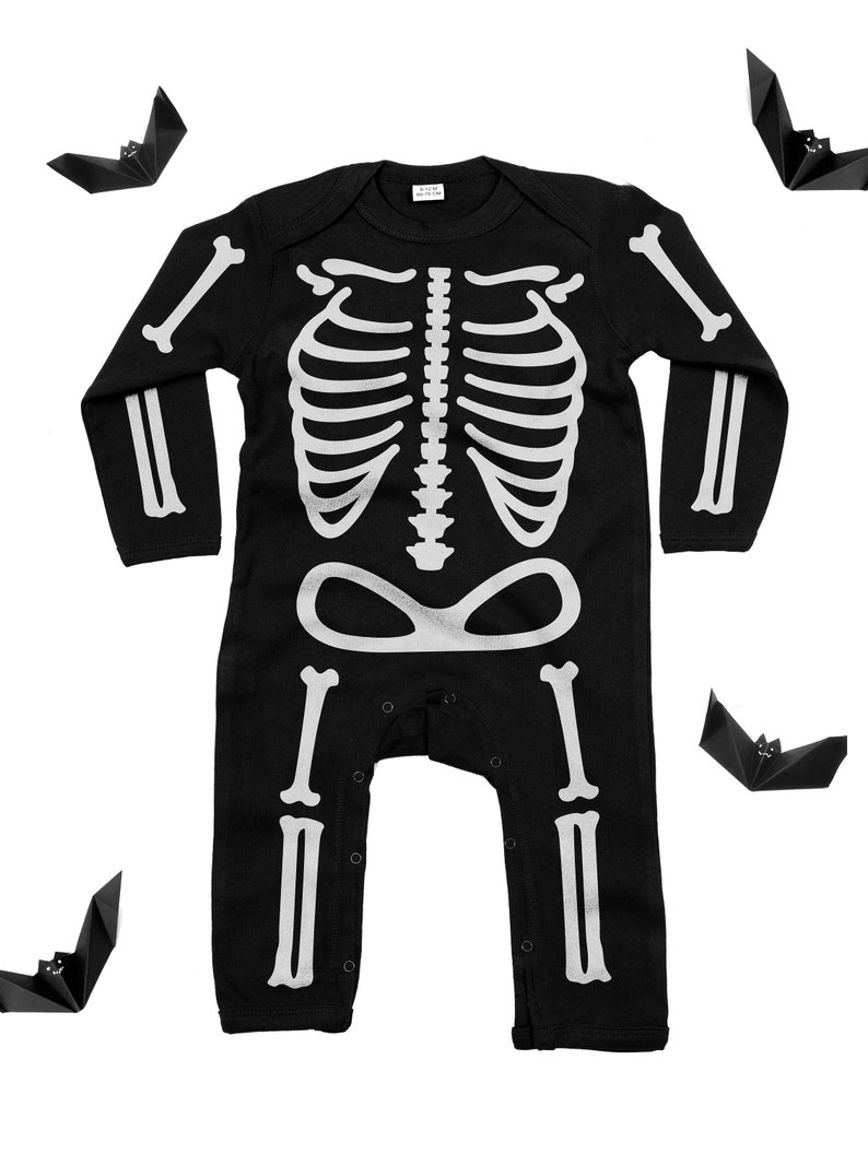 Skeleton Baby Grow Halloween Baby Grow Skeleton Romper Halloween Baby One Piece Baby Halloween Costume Toddler Halloween Costume image 2