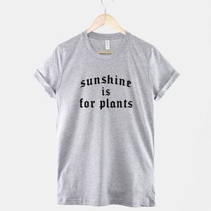 Goth Summer T-Shirt – Sunshine Is For Plants Black Cotton Tee image 2