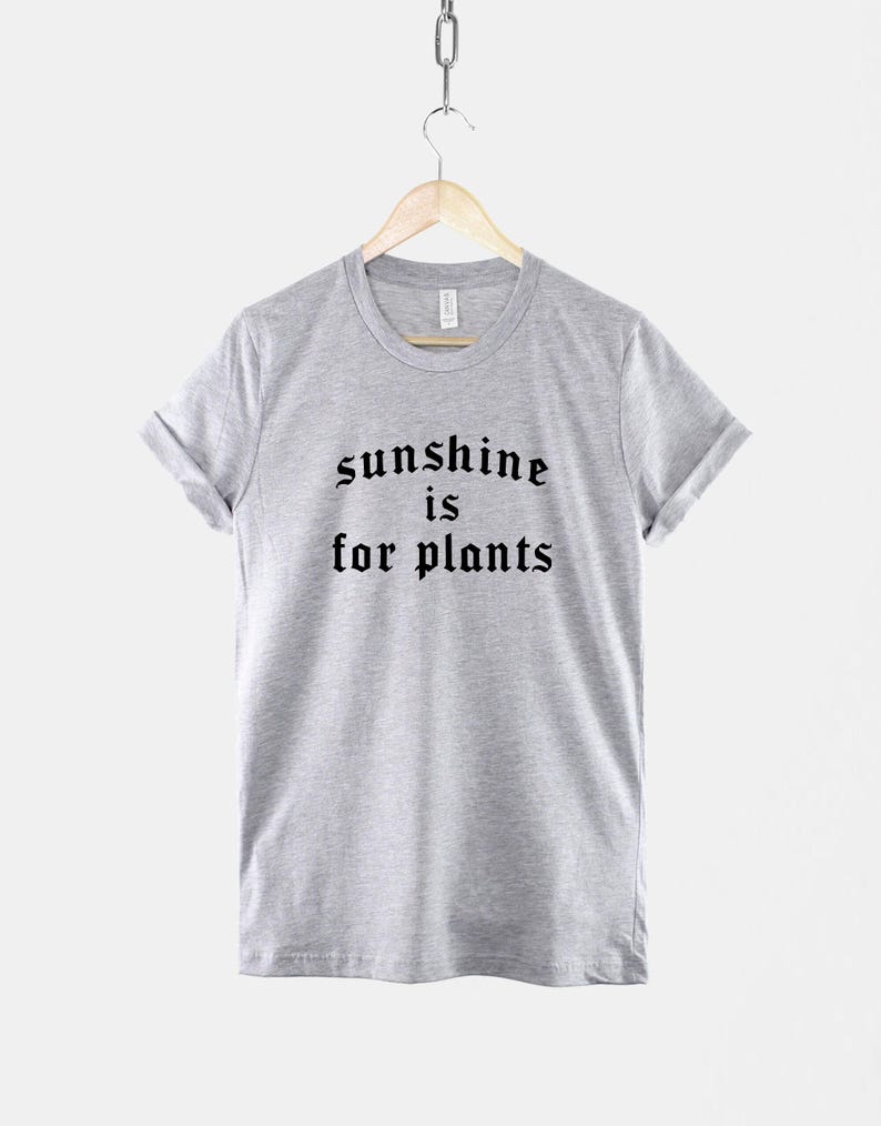 Goth Summer T-Shirt – Sunshine Is For Plants Black Cotton Tee image 2