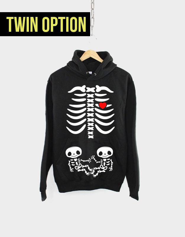 Discover Pregnant Skeleton Hoodie Shirt - Maternity Halloween Pregnancy Announcement