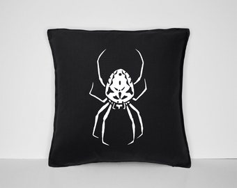 Goth Spider Print Throw Pillow Case - Black Gothic Home Decor