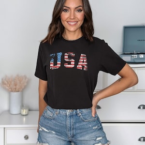 Distressed USA Flag Shirt Patriotic Tee, Vintage Look (Unisex XS-6XL, Soft Cotton, Durable Print) image 1