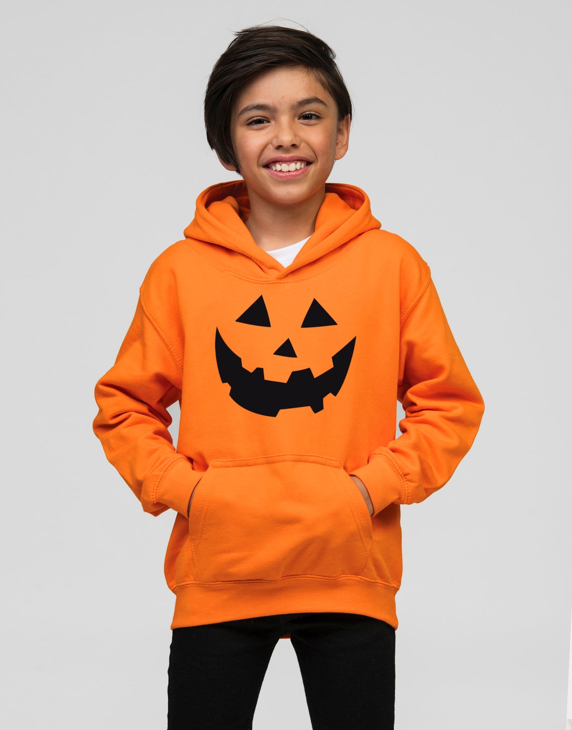 Orange Pumpkin Face Halloween Hoodie