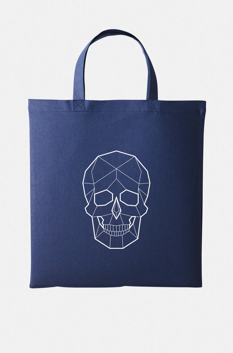 Geometric Skull Tote Bag Reusable Market Grocery Shopping Bag